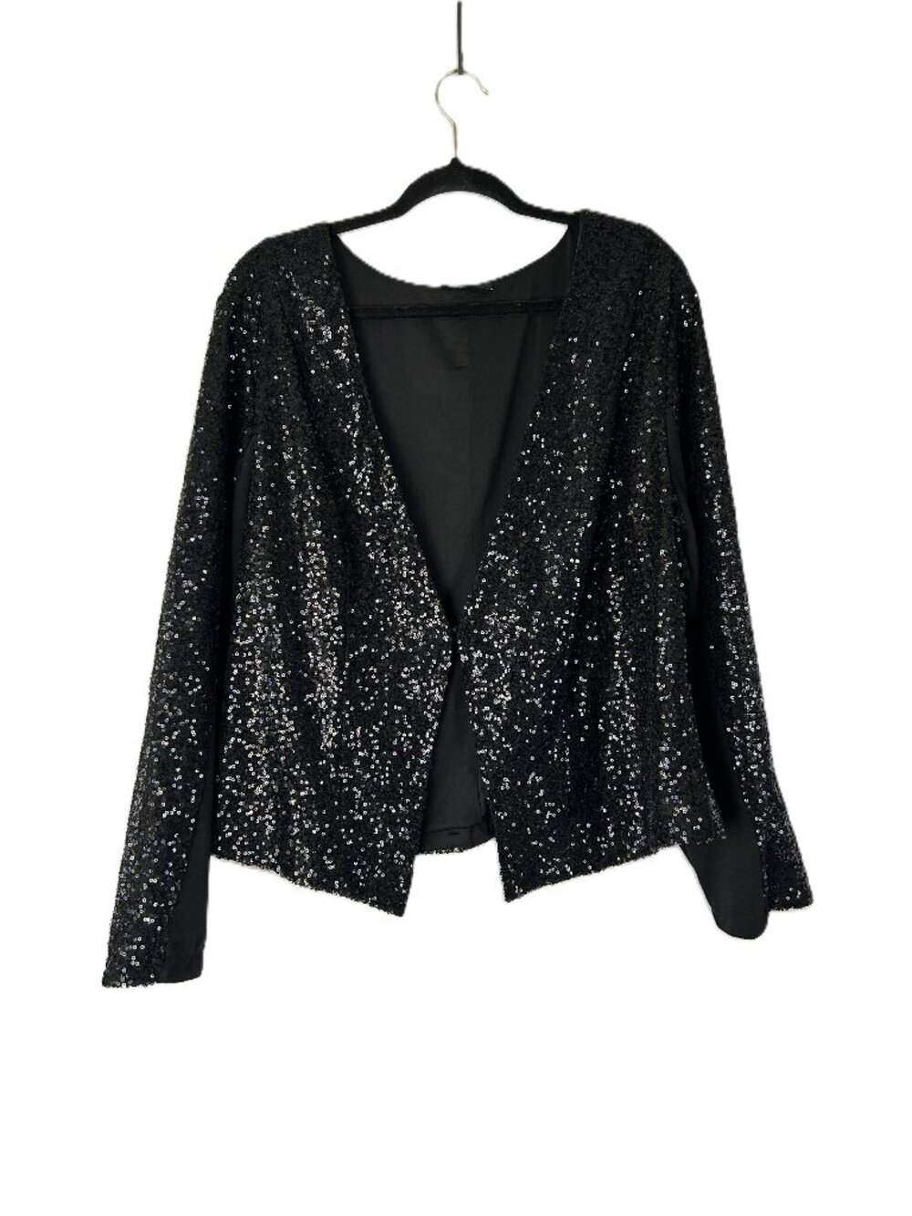 Torrid Black Two-Tone Sequin Drape Jacket 2 2X